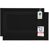 Komfortec 2 Cotton Bath Rugs, 50 x 70, Black | 600 g/m&sup2;, absorbent and quick drying