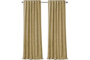 Elrene Home Fashions Mia Jacquard Scroll Blackout Window Curtain, 52" x 95" (1 Panel), Gold