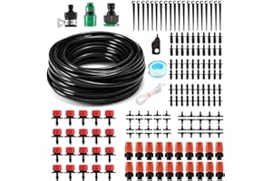 Bewässerungssystem Garten 50Ft/15m Bewässerungssets Micro Drip Bewässerung Kit Automatische Sprinkler Tröpfchenbewässerung Misting Kühlsystem für Garten Gewächshaus Terrasse Rasen