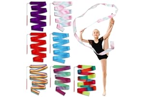 COKACA 7 Stück Gymnastikband mit Stab, 2 m Tanzband mit Stab Kinder – Bunte Tanzbänder für Kindertanz, Rhythmische Sportgymnastik, Körperliches Training, Talentshow, Spielspaß für Mädchen und Jungen