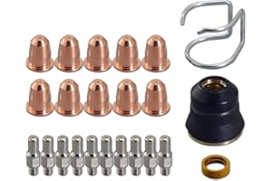 RIVERWELD 23 pz Elettrodo al Plasma PR0110 Punta 0.8 PD0116-08 Coppa di Protezione PC0116 Diffusore PE0106 Guida Distanziatore CV0010 Consumabili per Torcia S45…