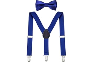 DonDon Set de Tirantes y Pajarita para Niño Elástico y Ajustable por Longitud para Niños de 1-8 Años