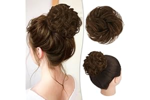 RUWISS Messy Bun Hair Piece 100% Human Hair Messy Rose Bun Hair Buns Hair Piece for Women Real Hair Scrunchies Updo Hair Pieces Bun Extension Ponytail Messy Hair Bun(Chocolate Light Brown)