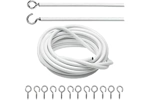 DIVCHI Net Curtain Wire And Hooks Set - 3 Meter Curtain Wire Kit With 6 Eyes & 6 Hooks - A Multipurpose Wire Suitable For Net Curtains For Windows - Durable Wire Set for Window Net Curtain