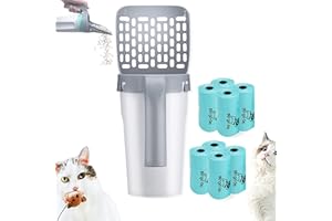 FUXHBFB Premium Cat Litter Scoop with Bags, Integrated Detachable Deep Cat Litter Shovel, with Waste Container, with 120 Count Refill Bags with Poop Sifting (120 Count)