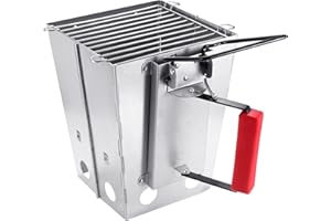 YSSOA Charcoal Chimney Starter Foldable, Collapsible, Heat Resistant ABS Handle,Easy Assembling,21x 21 x 27cm, Silver