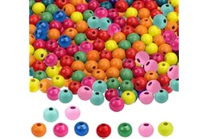 NewZC 1000 Stück Bunte Holzperlen Set Holzperlen für Herstellung Kinder Armbaender Anhaenger Perlen Basteln mit Loch Holzperlen zum Auffädeln für DIY Armbänder Schmuck Halsketten -7 * 8mm