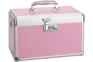 GODLONSEN Lockable Medicine Box, 11.2''x 7.6''x 7.6'', Safe Combination Lock Box, First Aid Safe Medication Storage Box for Home School Hospital, Medium(Pink)