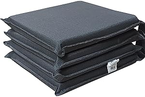 HABITA 33 HOME Cuscini Sedie Cucina Set da 4 o 6, Cuscini per Sedie Quadrati 40x40 cm, Copri Sedia da Cucina Sfoderabili con Laccetti, Cuscino Sedia double face in tessuto loneta made in italy (4 Sorrento Grigio)