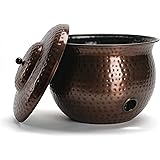 Livlig53 Schlauchtopf mit Deckel, Handgefertigter Schlauchkübel aus Eisen, Schlauchaufbewahrung Farbe: Kupfer