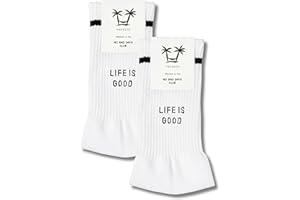 vacayto 2 Paar Statement Socken mit Spruch, lustige Socken mit Motiv für Damen & Herren in weiß und schwarz