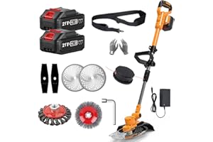 YUIOIBUC Débroussailleuse à Batterie 21V Coupe Bordure sans Fil avec Batterie,Debroussailleuse Electrique sans Fil avec 2 Batteries 4.0 Ah pour Jardin Élagage (Orange)