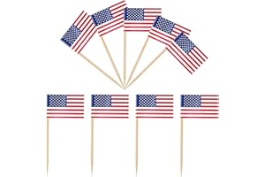 iLamvie 100 PCS Drapeau Cure-dent de USA,Pic Drapeau Americain pour Topper de Coupe,Cure Dent Drapeau Etats Unis pour Décoration de fête,Cocktail,Fruits,Cupcakes