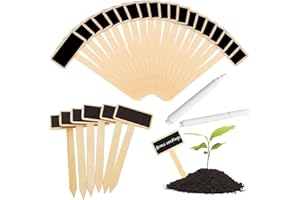 YITOBICI Mini panneau de plante en bois, tableau noir, marqueurs de plantes, piquet de plante en bois en forme de T, panneau noir, paquet de 26
