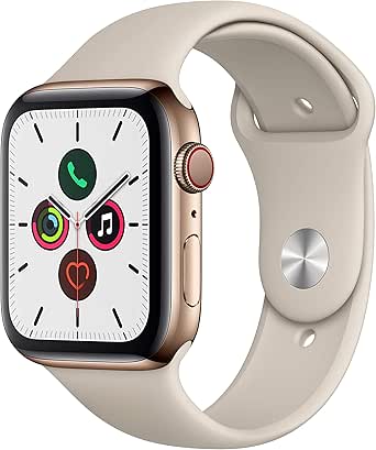 Apple Watch Series 5 (GPS + Cellular, 44 mm) Edelstahlgehäuse Gold -  Sportarmband Stein : Amazon.de: Elektronik \u0026 Foto