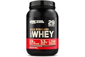 Optimum Nutrition Gold Standard Whey Protein, Muscle Building Powder with Naturally Occurring Glutamine and Amino Acids, Double Rich Chocolate, 29 Servings, 899 g, Packaging May Vary