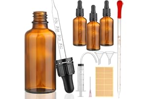 modacraft 3Stk 50ml Pipettenflasche mit Hilfszubehör, Flasche mit Pipette Braunglasflasche Apothekerflasche Tropfflasche für Flüssigkeit, Ätherische Öl, Parfümöle, Aromatherapie, Flüssigfarbstoffen