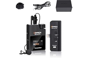 comica Kabelloses Lavalier-Mikrofon für iPhone BoomX-DMI 2,4 G, kabelloses Mikrofonsystem für iPad, iPhone 12/11 Plus/X, iOS, kabelloses Krawattenmikrofon für DSLR-Kamera, YouTube/Vlogging (RX+TX)