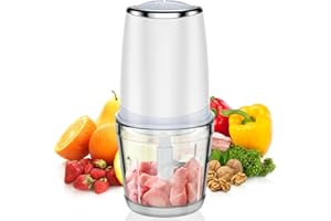 PORTOALEGRE Tritatutto Elettrico, 600ml Robot da Cucina Multiuso Tritatutto con 4 Lame in Acciaio Inossi, Mini Tritacarne da Cucina Frullatore Tritatutto per Pesto Verdure Carne Frutta Spezie