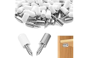 L&W LUCK 60 Pezzi Supporti Per Mensole,Reggimensola Legno, Perni per Mensole Con Tappo Antiscivolo, per Mobili Armadi Libreria (Bianco)