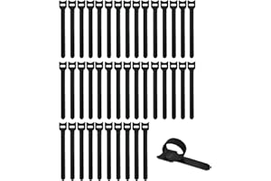 TingDongWei 40 Piezas Bridas Reutilizables para Cables, Bridas de Nylon, Bridas Sujeta Cables Fuerte con Gancho y Bucle, Organizador Clips para Cables(150x12 mm)