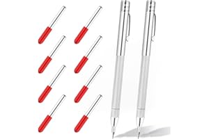 PRETWAD 10 Stück Anreissnadel Stift,Gravurstift-Markierungswerkzeug mit Wolframkarbid Stift,Einschließlich 2 Anreissnadel Stift und zusätzlichen 8 Ersatz Markierungsspitzen,für Glas,Keramik,Metallplatten