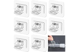 HOMURY Supporti per Aste per Tende 8 Pezzi Staffa Autoadesiva per Aste per Tende, Ganci per Tende Senza Bucare Traparente Supporti per Aste per Tende per Soggiorno Camera da Letto Bagno Hotel