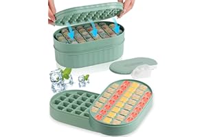 Mgee Eiswürfelform Silikon, Eiswürfelbehälter mit Deckel, 72 Eiswürfel, BPA-frei, mit Eiswürfelbox und Schaufel, Einfach zu Lösende für gekühlte Getränke/Whisky/Früchte(Grün)