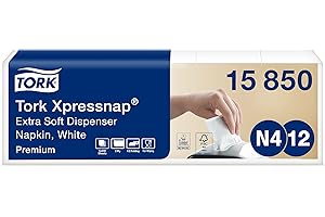 Tork Xpressnap Servilleta suave Blanca para Dispensador N4, Plegado 1/2, 2 capas, 21 cm × 17 cm, 8 × 1000 servicios, 15850