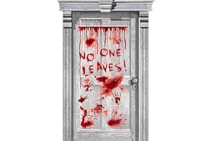 Amscan 241210 - Halloween Party 'No One Leaves!' Dripping Bloody Door Decoration - 1.65m, Red
