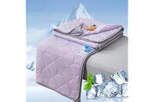 DJY Cooling Blanket, Summer Blanket with Arc-chill Q-MAX>0.4 Cooling Fiber Lightweight Blanket Floral Design, Double-sided Cool Blanket for Sofa Bed Blanket (Purple, 200x230cm)