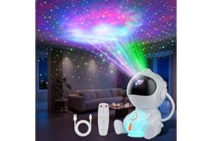 Swoieltr Astronaute Projecteur, LED Projecteur Ciel Etoile avec 8 Modes Nébuleuses & 5 Modes de Luminosité et de Vitesse, 2 Modes Étoiles, Projecteur Galaxie Veilleuse Fusée pour Adultes et Enfants