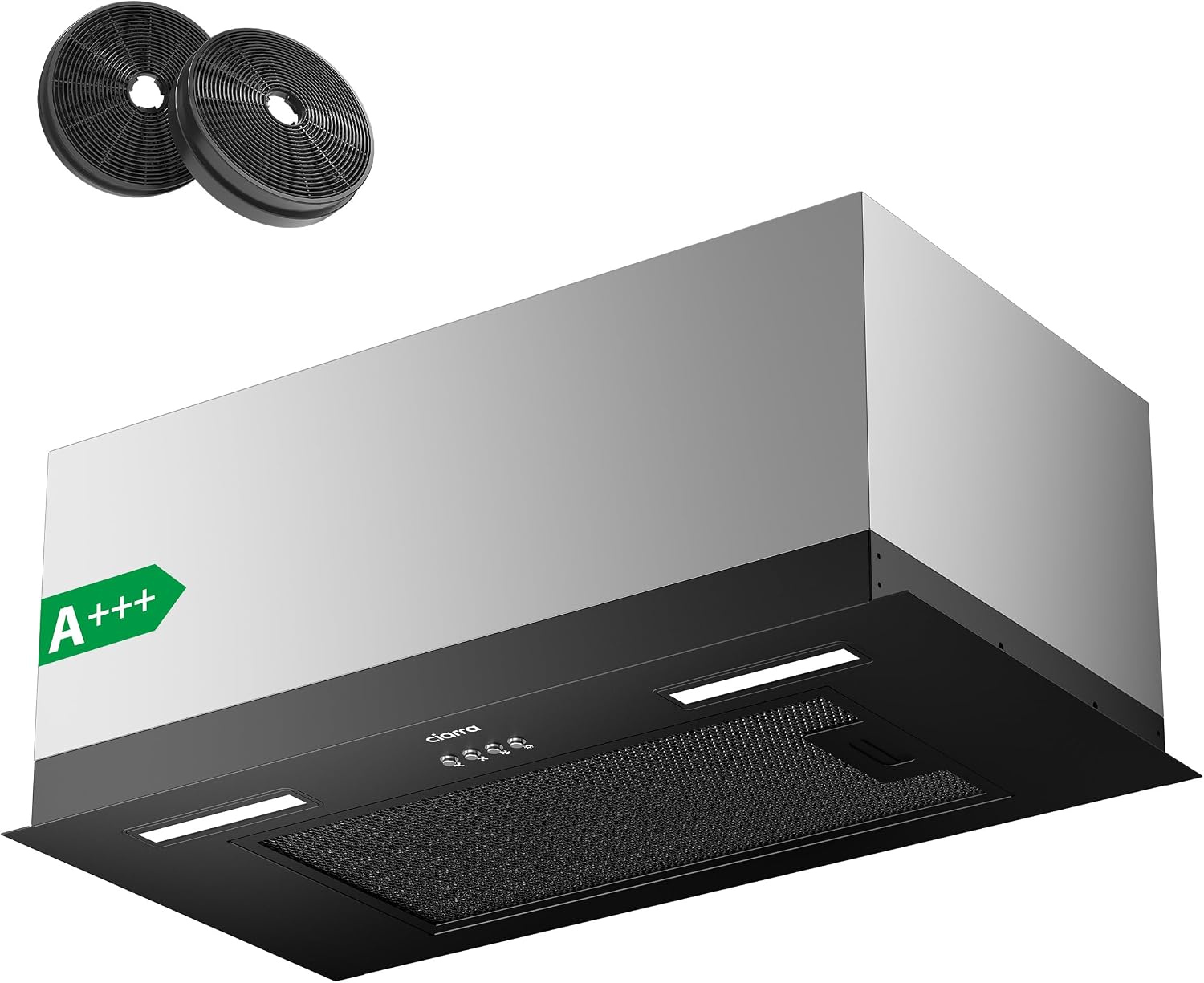 CIARRA CBCB6926A 60cm Integrated Cooker Hood Built-in Kitchen Extractor Fan 3 Speed Settings LED Light UnderCabinet Extractor Hood Energy Efficient & Quiet Operation with CBCF003 Carbon Filters