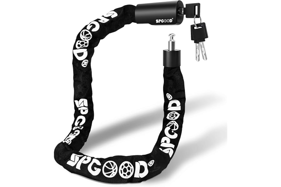 SPGOOD Bike Lock with 3 Keys - 90 cm with 6 mm Steel Chain, Anti-Theft High Security Bicycle Chain Lock with Waterproof Cover for Bicycle, E-Bike, MTB, Motorcycle