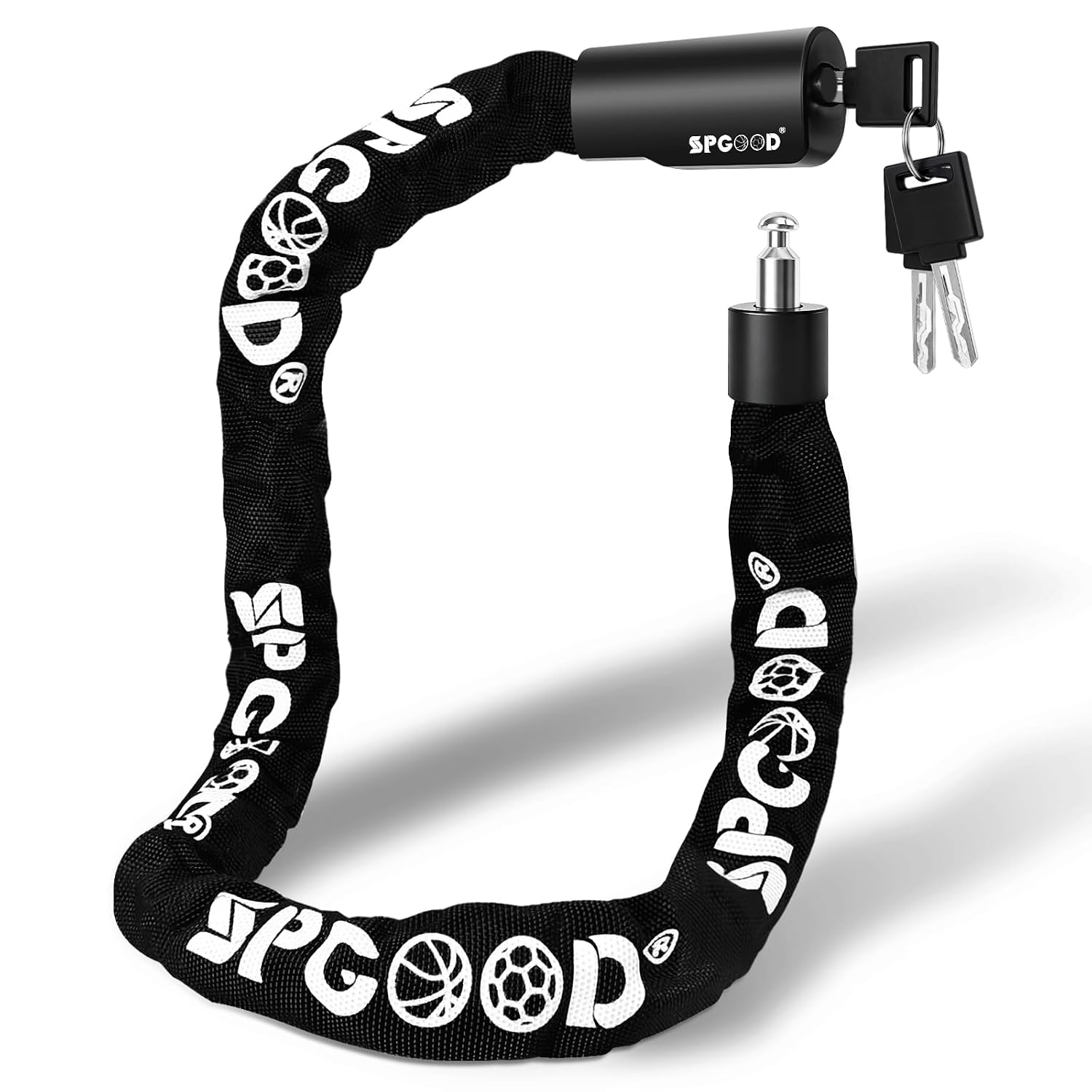 SPGOOD Fietsslot met 3 sleutels, 6 mm kettingslot, 90 cm lengte(Zwart) | Geharde stalen ketting, snijbestendig, met nylon coating ter bescherming tegen roest, geschikt voor fietsen, e-bikes