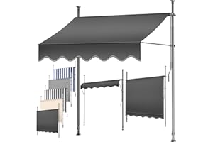 KESSER® Toldo para balcón con manivela, toldo para Balcones, Resistente a los Rayos UV, Regulable en Altura, Repelente al Agua, protección Solar, Cubierta para Patios, Antracita 300cm