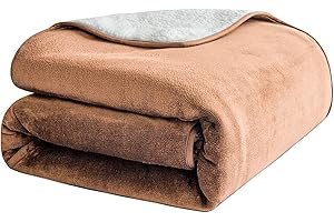 PFIMIGH Manta Impermeable para Perros, 3 Capas de Franela y Sherpa, Cobertor Reversible Protector para Cama, Sofá y Sillón, Camel, 127x152cm