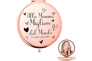 KEÏNELS Idea Regalo Festa della Mamma Originale - Specchio Compatto Pieghevole Mamma Migliore del Mondo con Dedica Ti Voglio Tanto Bene - Idee Regali Gadget Utile per La Mamma Originali