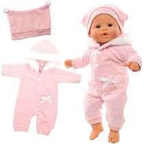 Ensemble Vêtements Pour Poupée Bébé 36-43 Cm - Manteau, Barboteuse, Pantalon, Chapeau, Chaussettes - Tissu Doux