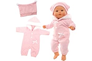 Miunana Abito Vestito Tuta per New Born 14 - 18 Pollici (36cm - 46cm) Bambolotti Bambola Bebè Baby Dolls JC Toys, Manhattan Toy e Plus Baby Born ( Maglione Di Rosa + Cappello Non Include Bambola)