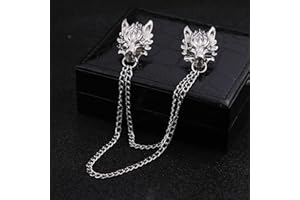 HCMA Nuevos broches de Pasador de Lobo con Cadena Punk para Traje de Hombre, Broche de Cuello Decorado con Cabeza de Lobo, Accesorios para Camisa, broches de Ramillete de Marea