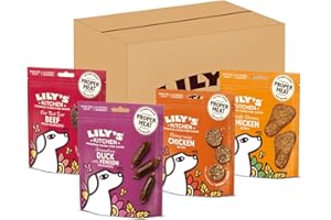 Lily's Kitchen Natural Dog Treats Multipack - Beef Mini Burgers, Duck and Venison Sausages, Chicken Bites & Chicken Jerky (8 x 70 g)