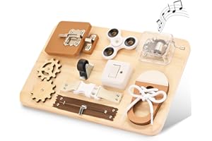 Potatomato Montessori Busy Board - Wooden Sensory Toys for Toddlers 2 3 4 Years - Educational Fine Motor Skills Travel Toy for Kids- Fidget Gift for Boys Girls with Autism & ADHD