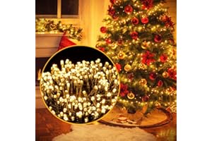 Ulinek Luci Natale Esterno, 2000LED 50M Luci Natalizie, Stringa Luci Led IP44 Impermeabile 8Modalità, Catena Luminosa Decorative per Albero Natale Giardino Interno Letto Festa Casa, Bianco Caldo