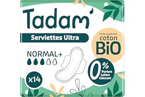 TADAM' - Serviettes Dermo-Sensitives - Hypoallergénique & Confortable - Protection Ultra Normal + x14