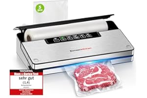 Bonsenkitchen Machine Sous Vide Alimentaire, Machine Sous Vide à 5 Modes-8 L/min, Technologie Globefish pour Un Travail en Continu à Grande Vitesse, Comprend 5 Sacs Sous Vide et 1 Sac en Rouleau