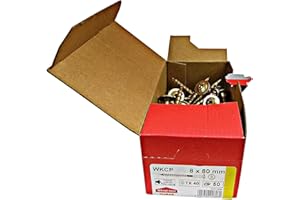 Klimas Tornillos para madera - tornillos de cabeza -Tornillos multiusos - cabeza de plato torx- para construcción de tejado - Pornillos autorroscantes - Screw - 8x80 mm 50 uds. WKCP