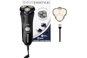 Remington Rasoir Électrique [Rasage à Sec] R3 (Utilisation sur Secteur, Têtes Rotatives 360°, Tondeuse Précision Rétractable Comforttrim + Guide Coupe de Barbe de 3 Jours, Ergonomique) Tondeuse R3002