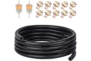 HUAMIRRA Tuyau D'essence Kit, 2m Tuyau de Carburant, Avec 10 Colliers de Serrage, 2 Filtres à Essence, De Carburant Durite Essence Tuyau Durite d'Essence pour Camion, Voiture ou Petit Moteur, Diamètre 6mm