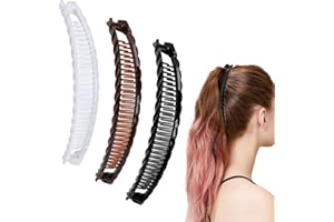 IBEIKE 3 Pieces Banana Hair Clip for Women – Plastic Fishtail Double Comb Hairclip, Vintage Clincher Combs Tool for Thick, Curly, Fine Hair and Ponytail